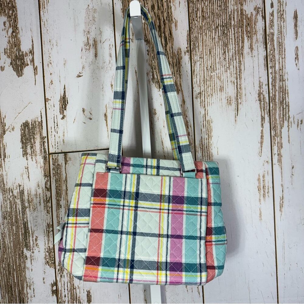Vera Bradley, Multi Compartment Colorful Pastel Plaid Shoulder Bag Spring Summer - Picture 1 of 13